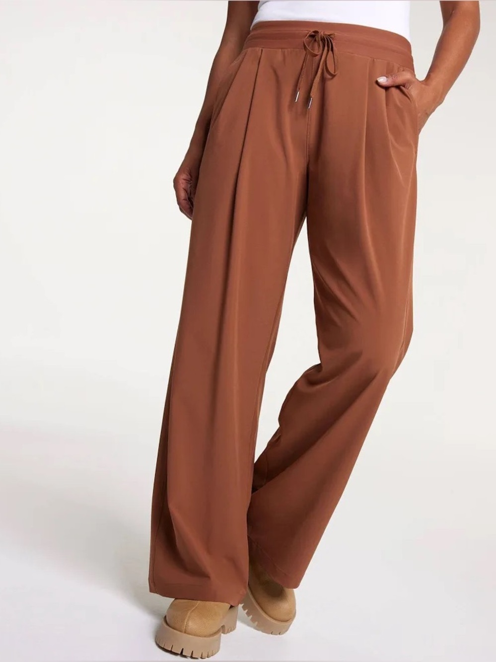 Calia Truelight Pleated Wide Leg Pants Brown Sz Medium